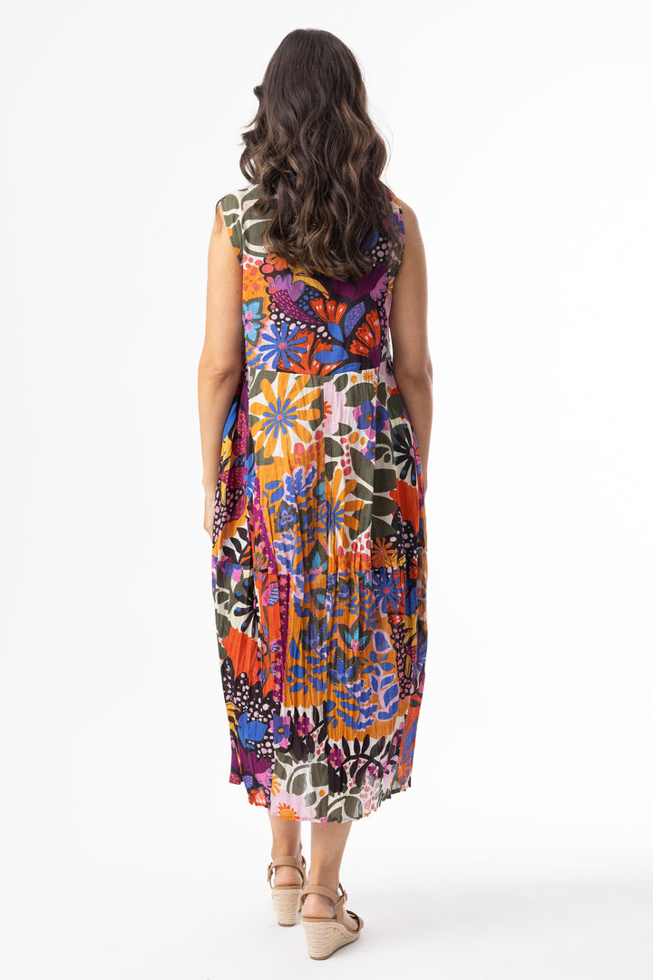 CRINKLE SLEEVELESS BUBBLE DRESS