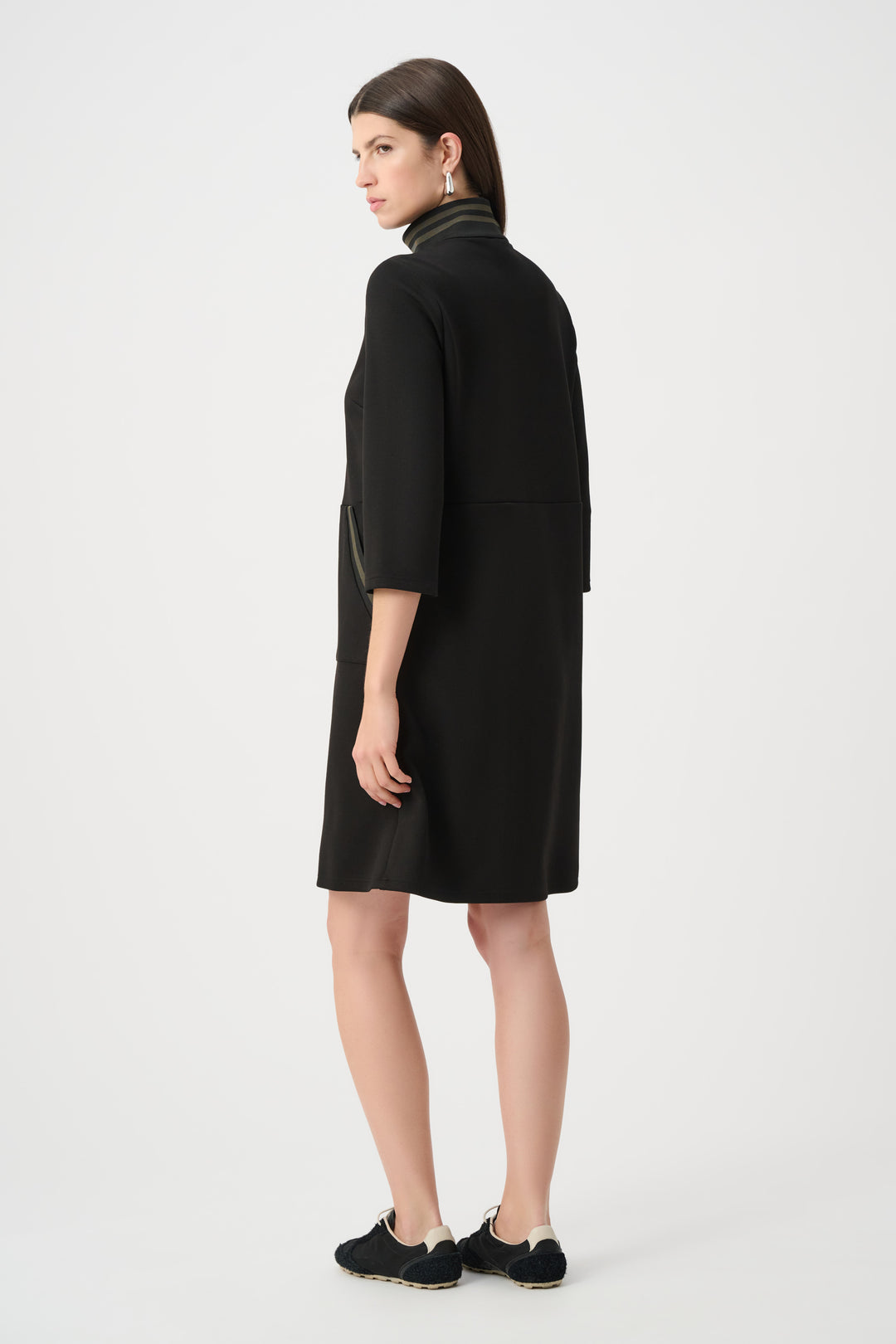 SCUBA JERSEY ZIP NECK DRESS WITH TRIM