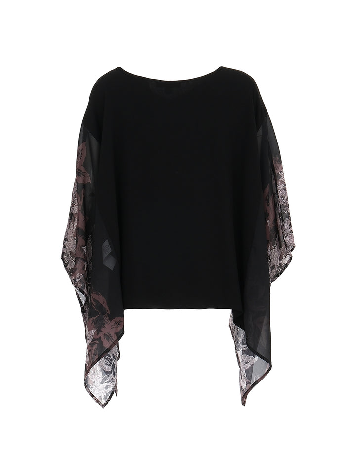 BORDER PRINT PONCHO TOP