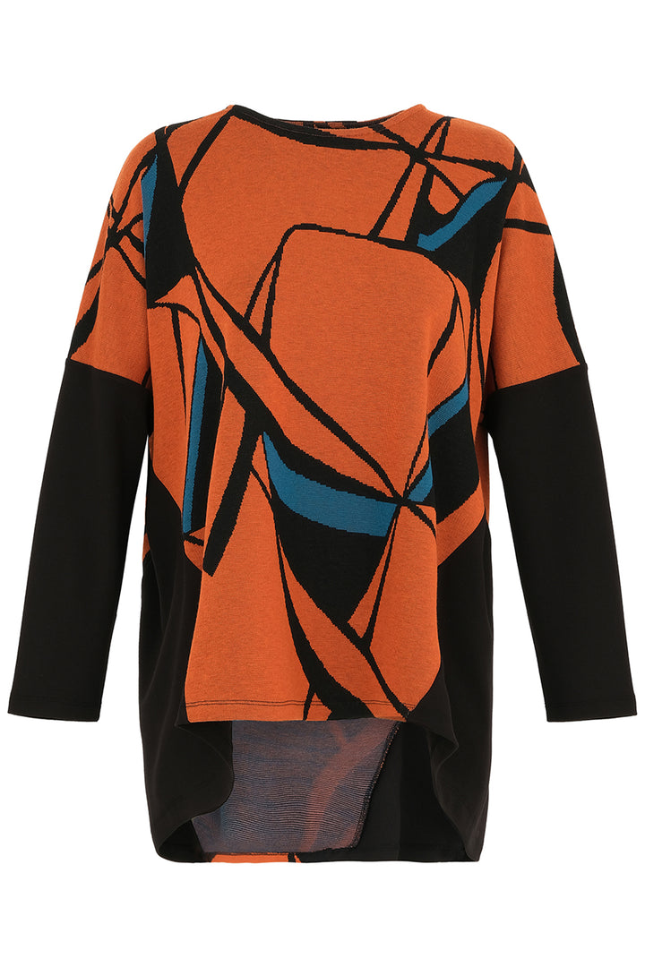 Ever Sassy Fall 2024 Its unique hi-lo hem layer design adds dimension and style, while its vibrant abstract orange print brings a touch of boldness.