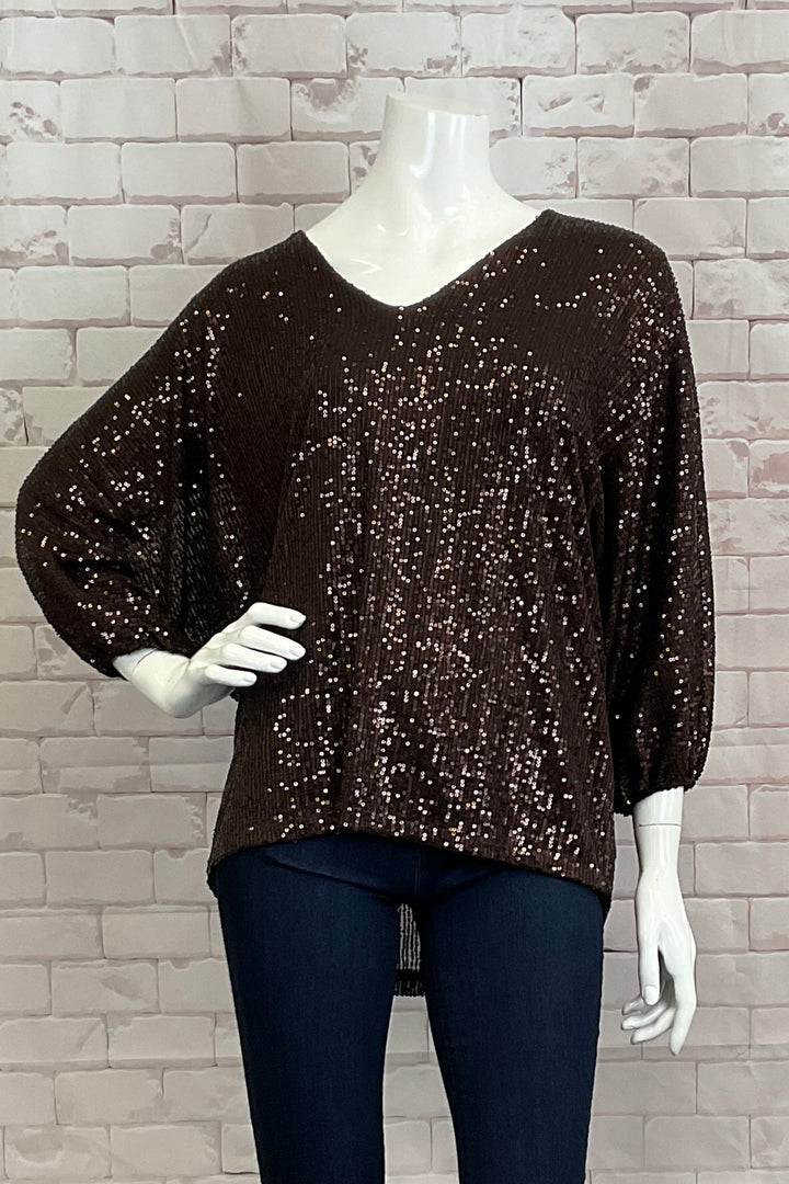 SEQUIN DOLMAN TOP