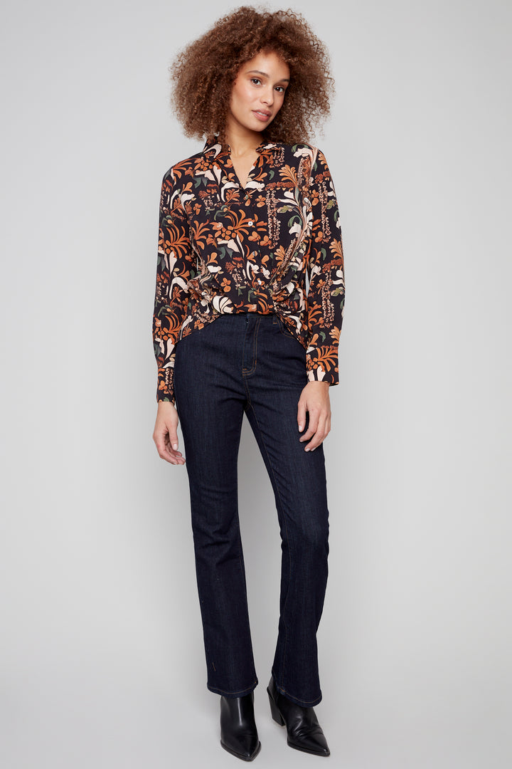 BATIK PRINTED TWIST FRONT BLOUSE