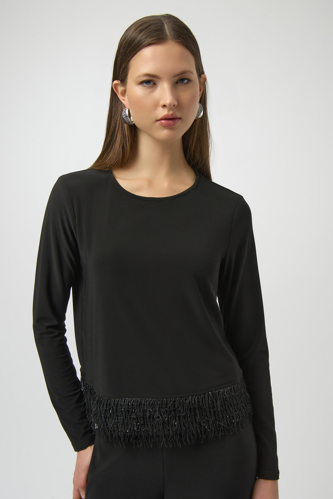 LS TOP WITH FRINGE HEM