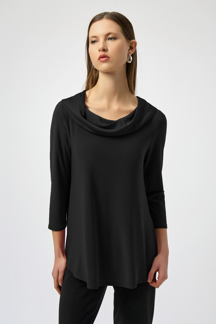 Joseph Ribkoff Fall 2025 
Featuring a cowl neckline and 3/4 length sleeves, it's made from luxe satin fabric and is crafted in Canada. 🍁