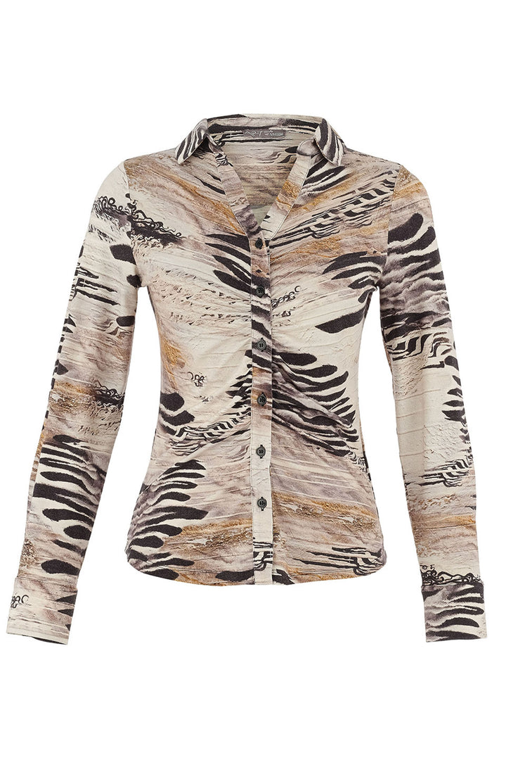 UNBALANCED GATHERED FRONT BLOUSE