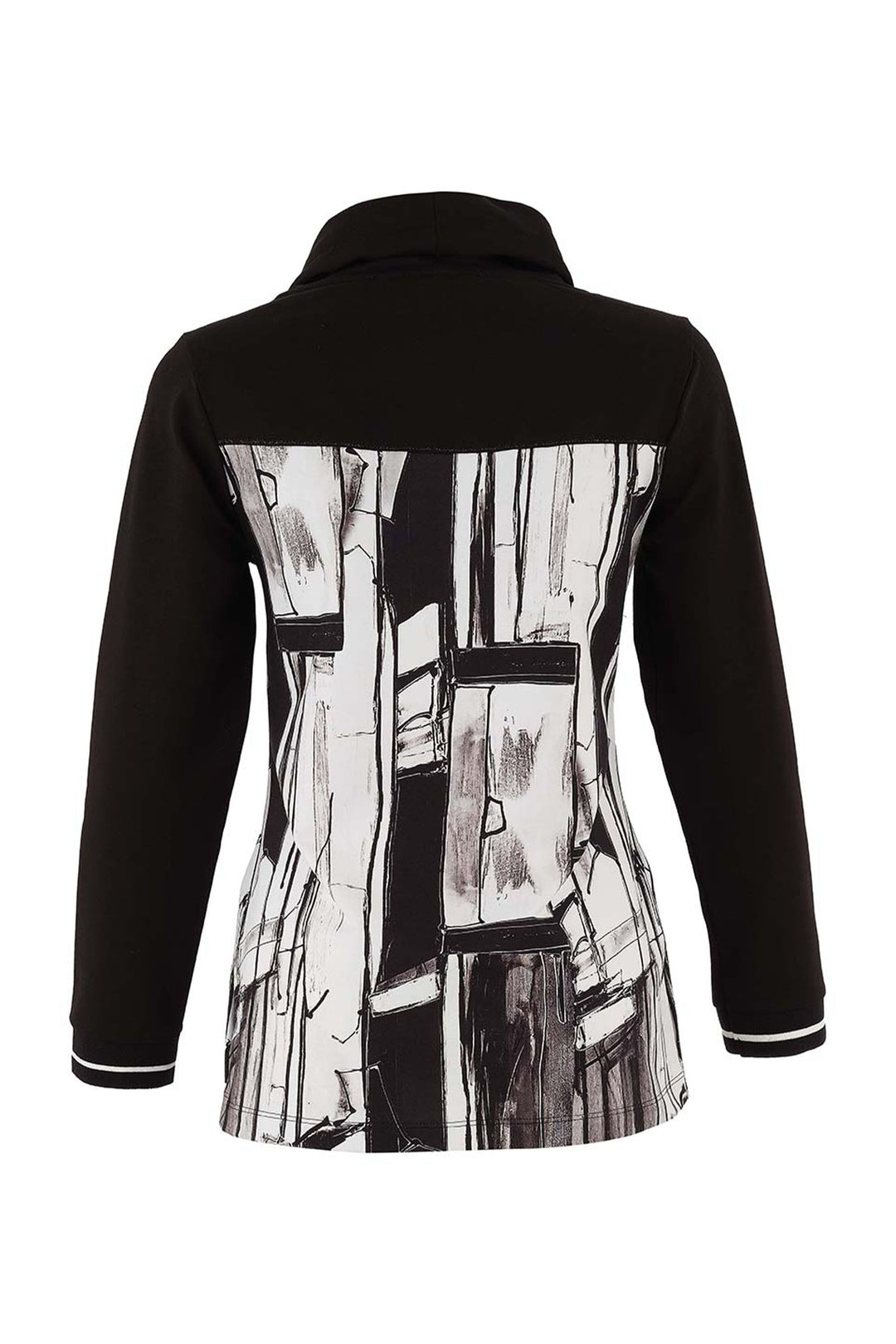 BAISTI BLACK WHITE LS DRAWSTRING NECK TOP