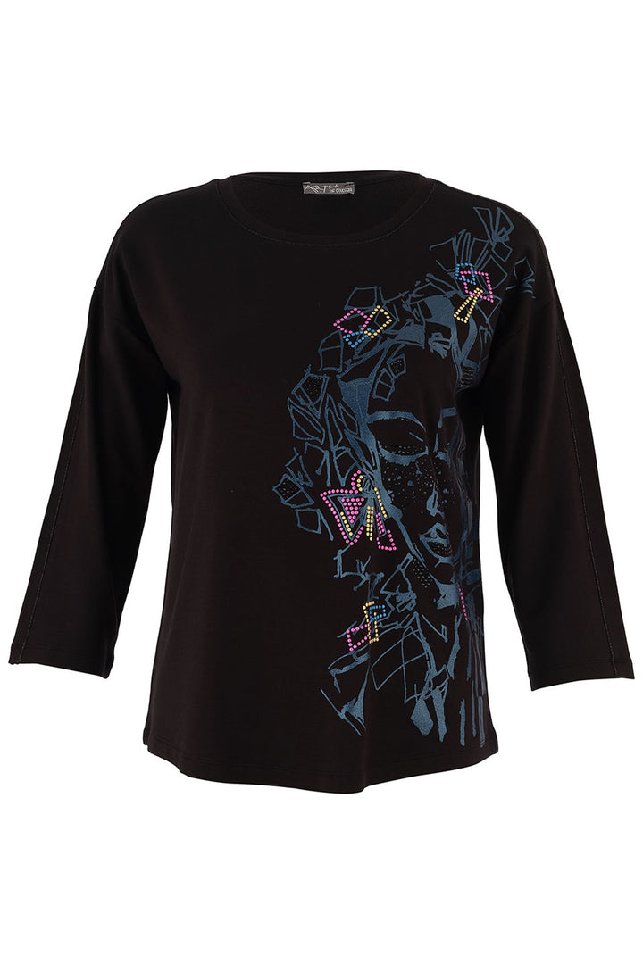 Dolcezza Fall 2025
Elevate your style with the BAISTI 3/4 Sleeve Tee, featuring flattering 3/4 straight sleeves and a striking cool floral and face print adorned with jewel studs.  