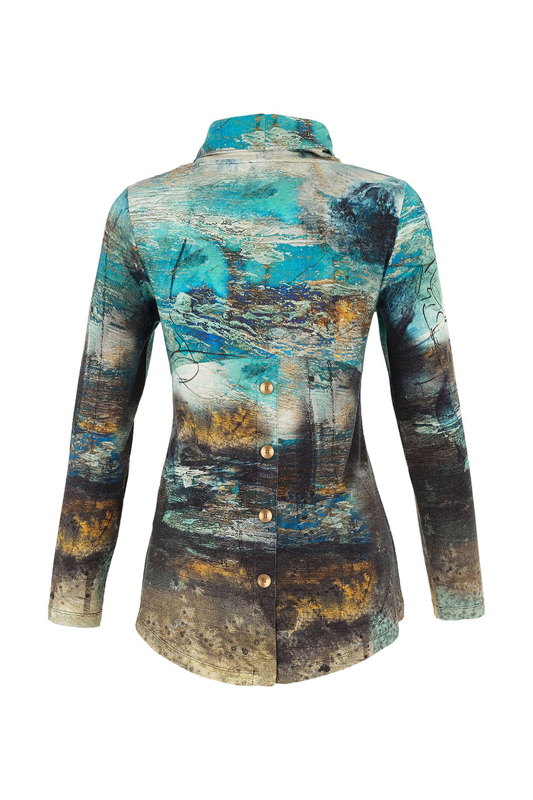 LIFE'S TOO SHORT LS BUTTON BACK COWL TOP