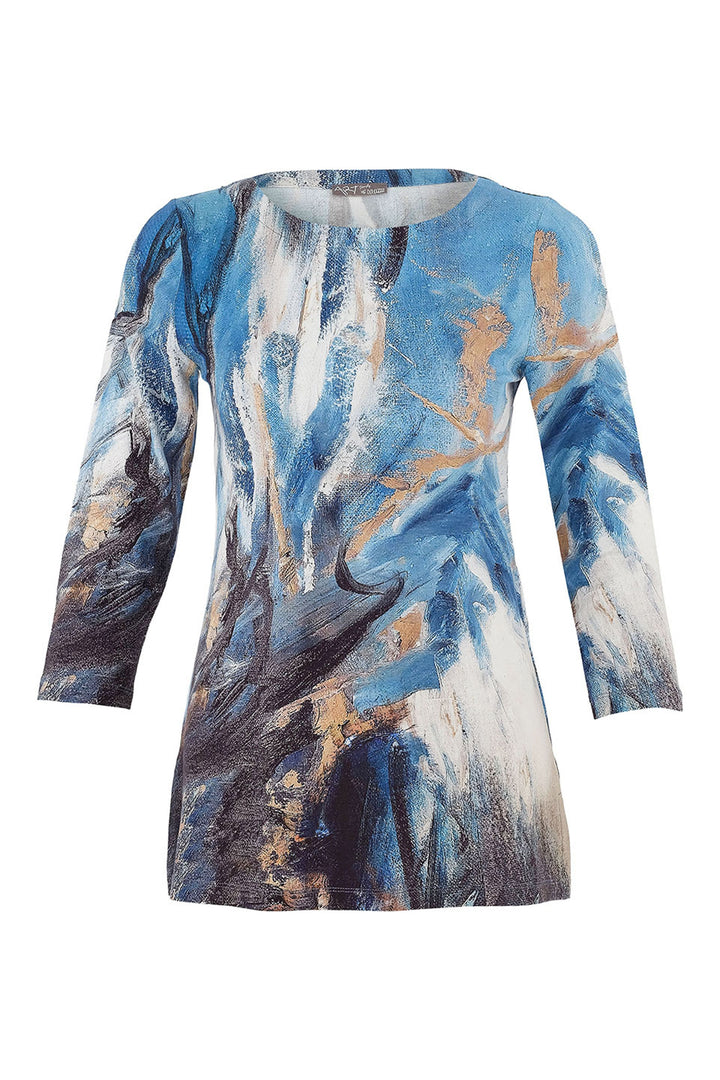 Dolcezza Fall 2025 
Elevate your wardrobe with the new storm top. Its blue brushstroke painting print pairs perfectly with a skirt for a sophisticated look.