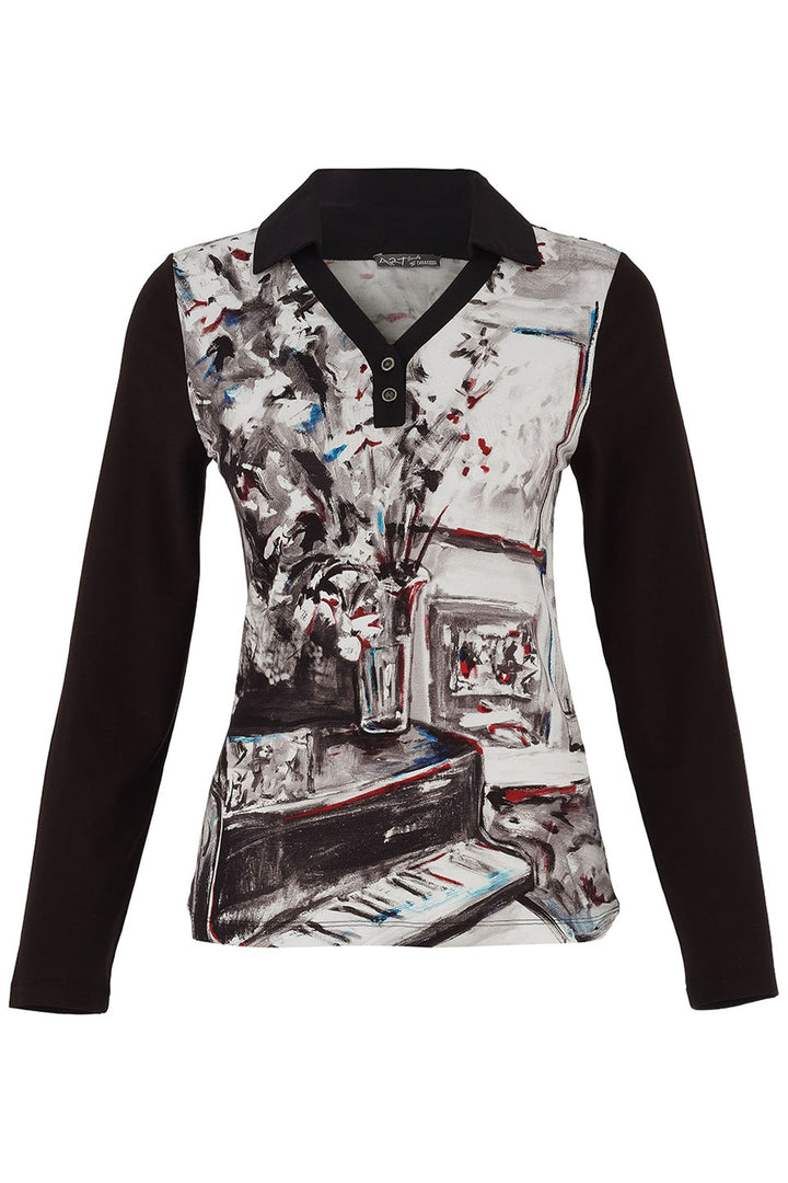 PIANO BLUES LS TOP WITH COLLAR