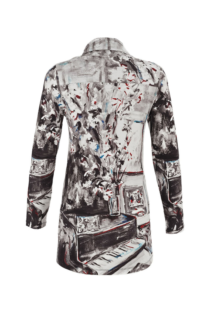 PIANO BLUES COWL NECK TUNIC