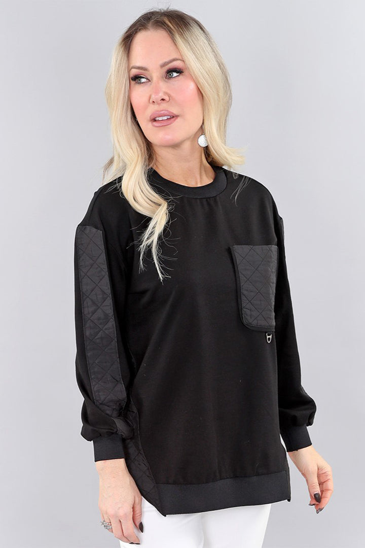 MICHAEL TYLER Fall 2025 
Crafted from soft sweater knit fabric, it redefines the classic sweatshirt with an upscale, modern twist. Perfect for effortless wear, this piece blends comfort and style, making it a versatile addition to your everyday collection.