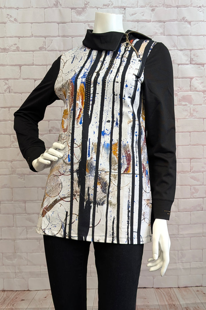 PRETEXT SPLIT ZIP COWL TUNIC