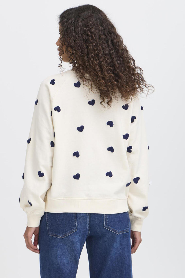 HEART PRINT CREW SWEATER TOP
