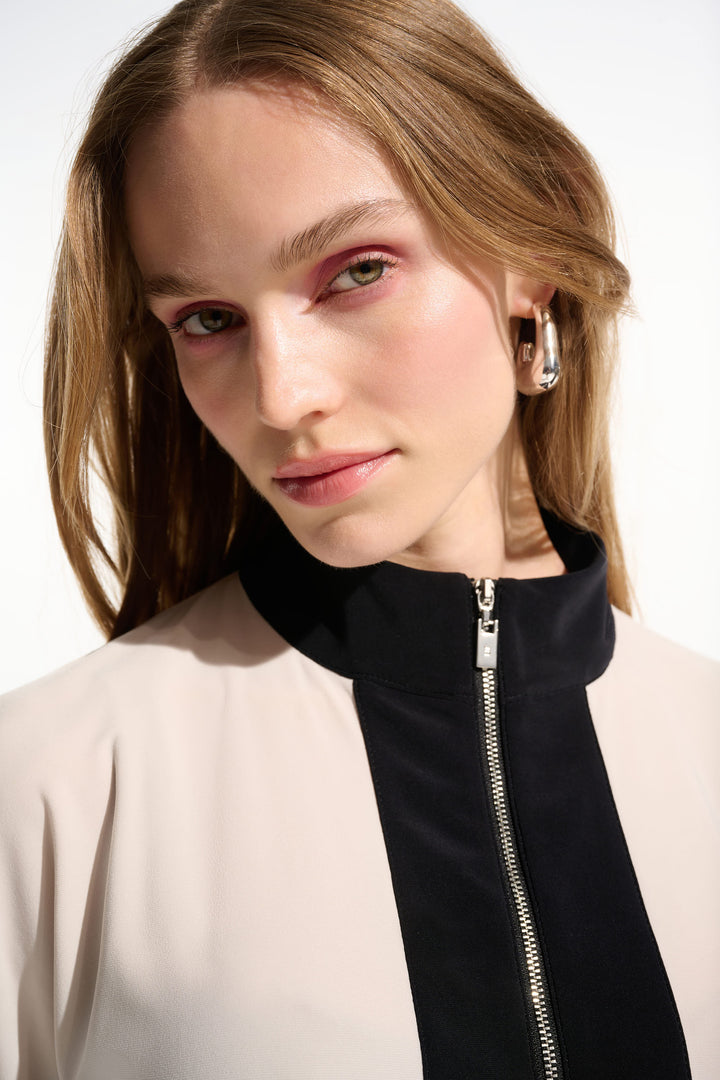 ZIP COLLAR COLOURBLOCK TOP