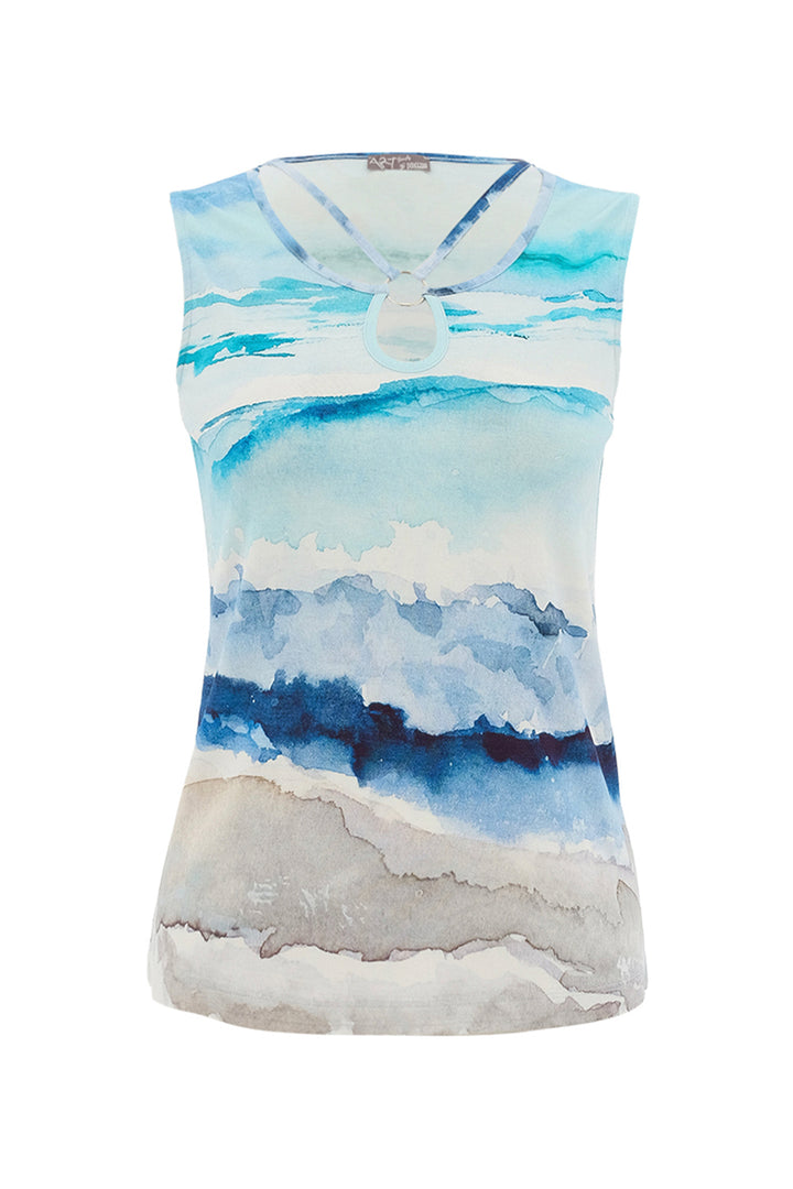 SEASCAPE SLEEVELESS KEYHOLE NECK TOP