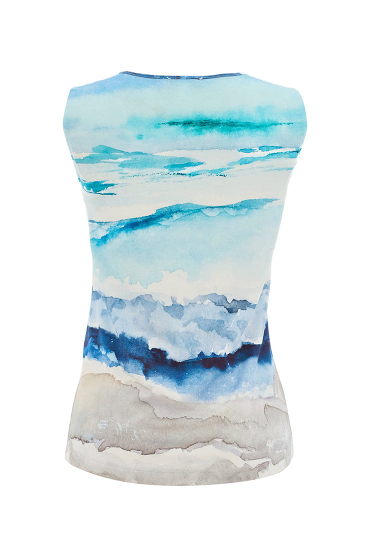 SEASCAPE SLEEVELESS KEYHOLE NECK TOP