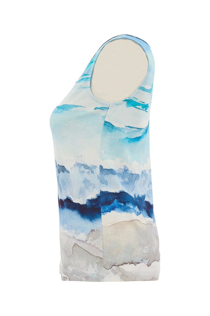 SEASCAPE SLEEVELESS KEYHOLE NECK TOP