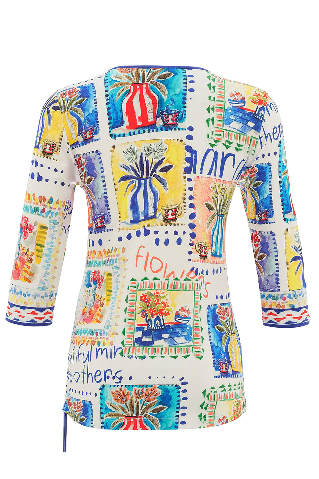 MY HANDMADE GARDEN 3/4 SLEEVE SPLIT NECK TOP