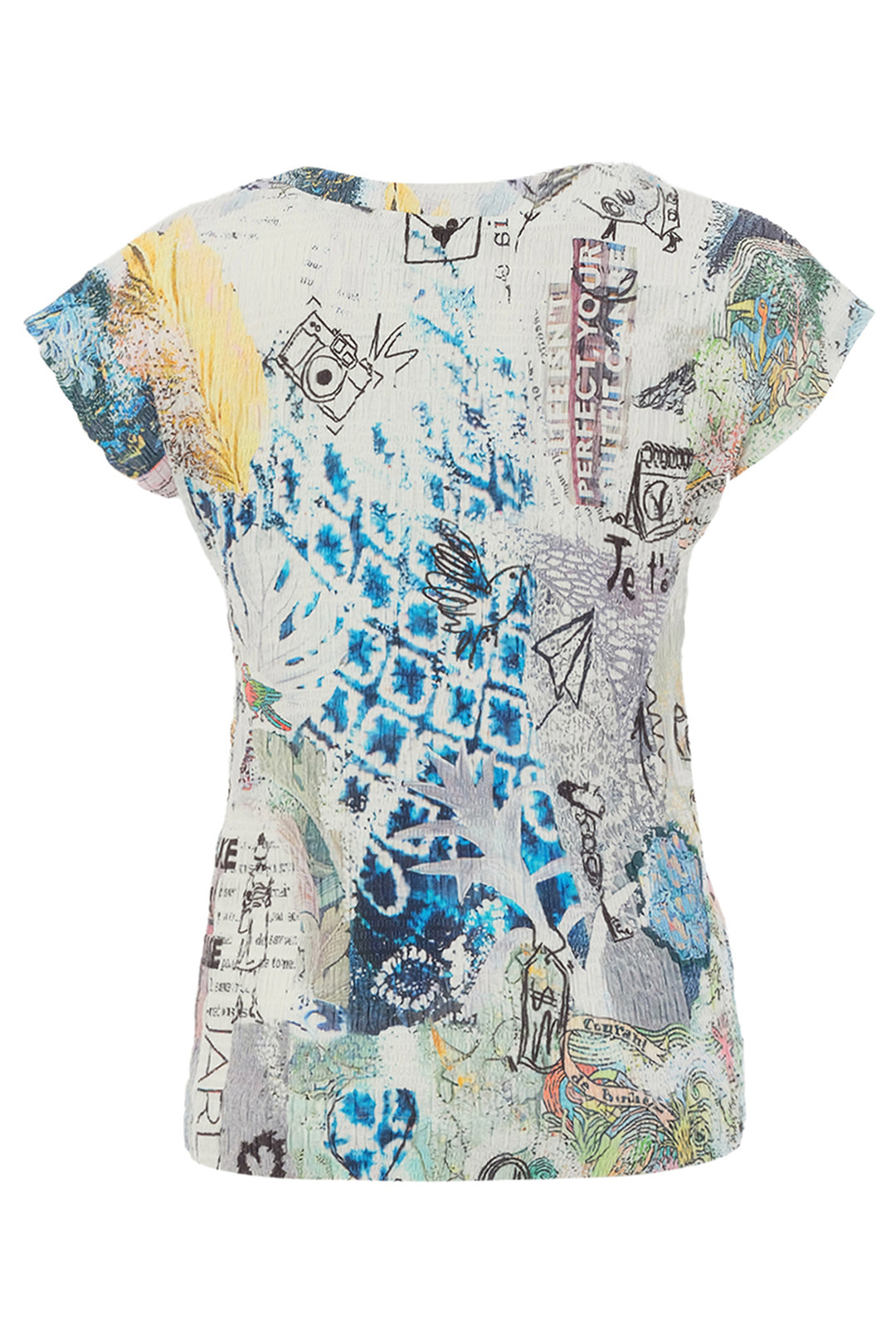 COLLAGE CRINKLE V-NECK TOP