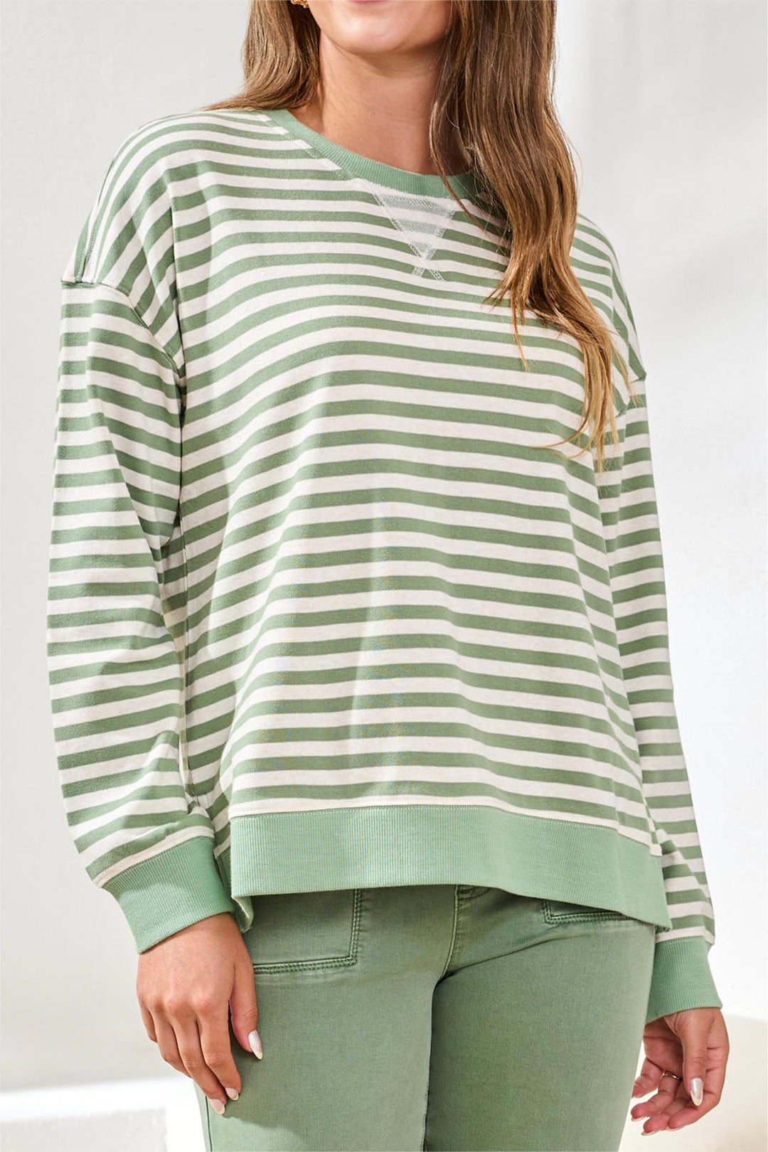 STRIPED FRENCH TERRY LS TOP