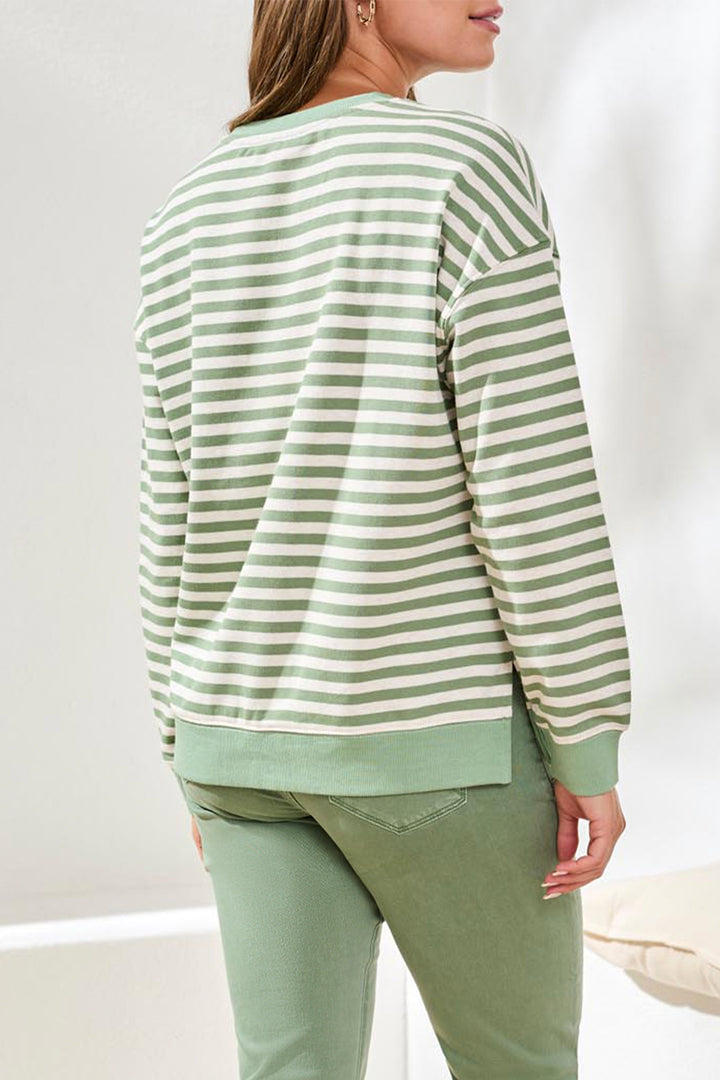 STRIPED FRENCH TERRY LS TOP