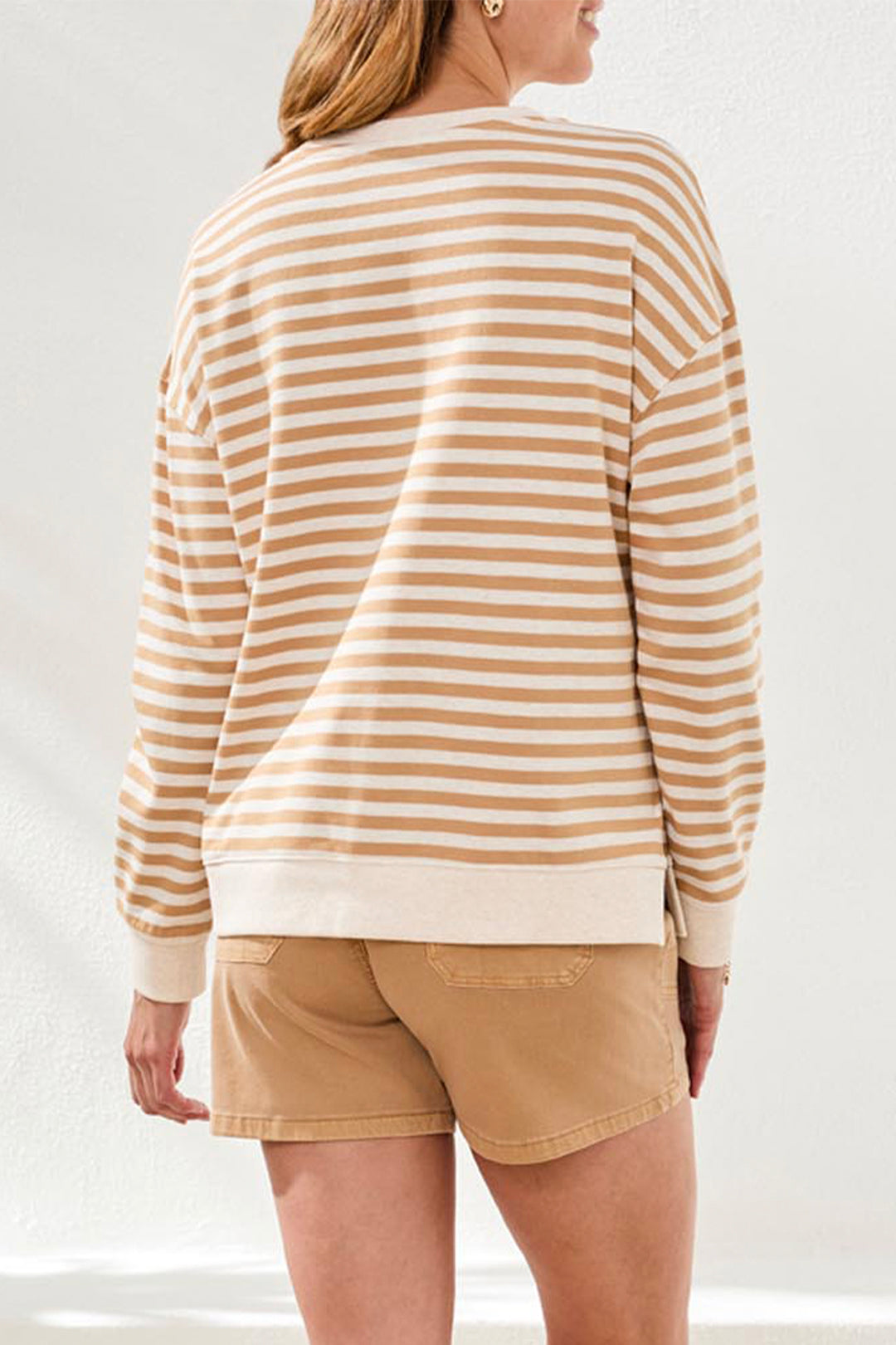 STRIPED FRENCH TERRY LS TOP