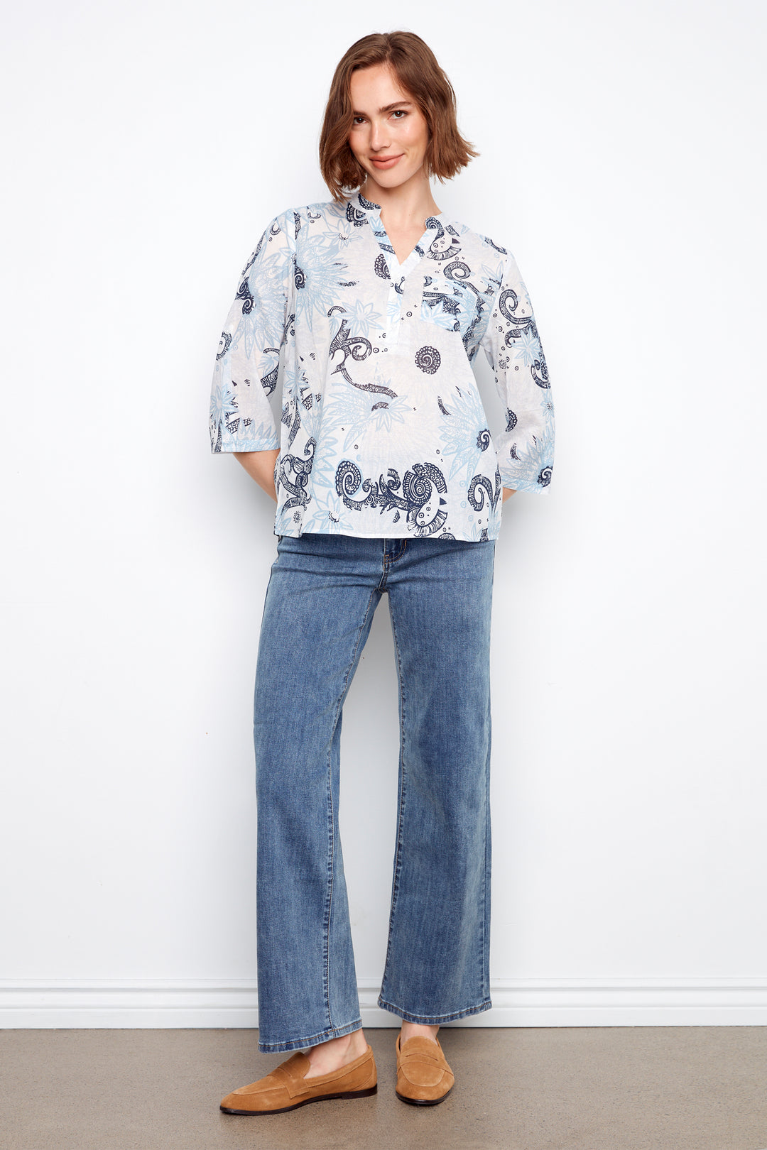 FEATHER & FLOWERS POPOVER BLOUSE