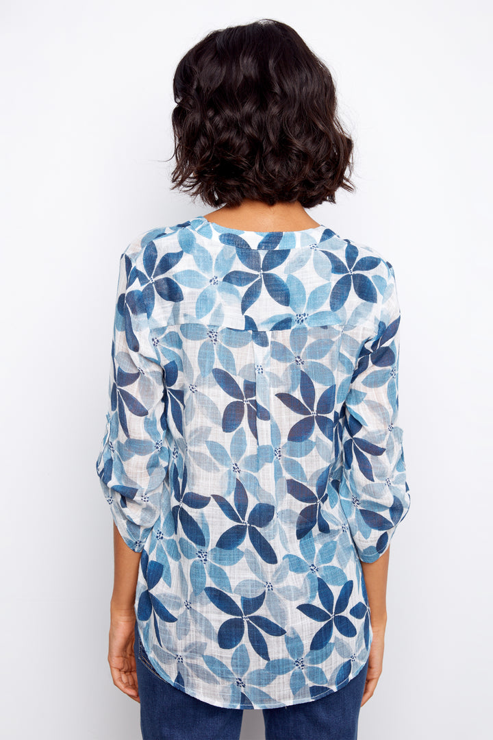 PETAL FLORAL POPOVER BLOUSE