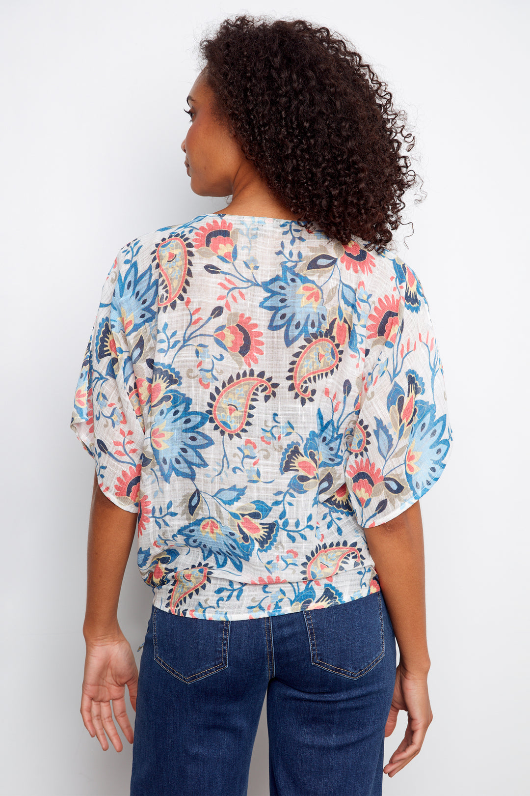 FLORAL PAISLEY SIDE TIE TOP