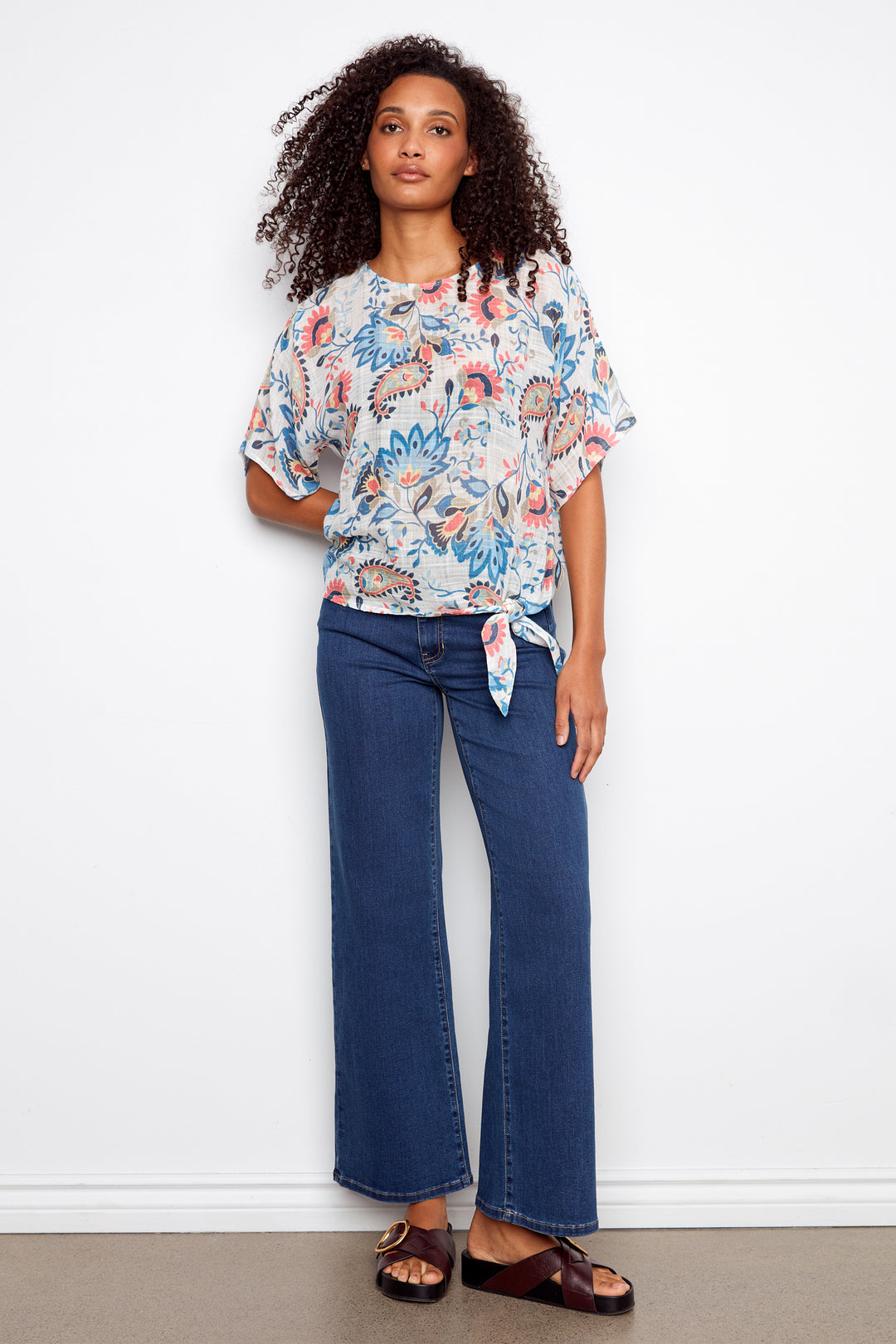 FLORAL PAISLEY SIDE TIE TOP