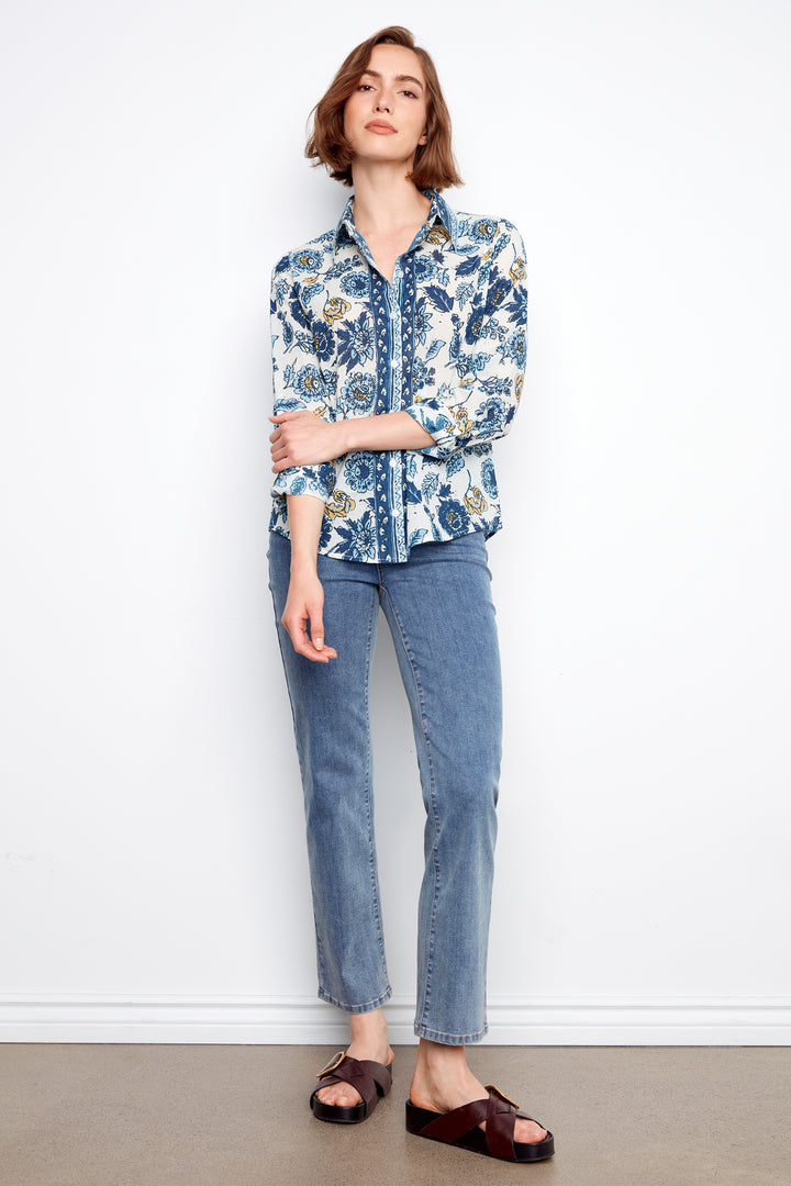 BORDER FLORAL BLOUSE