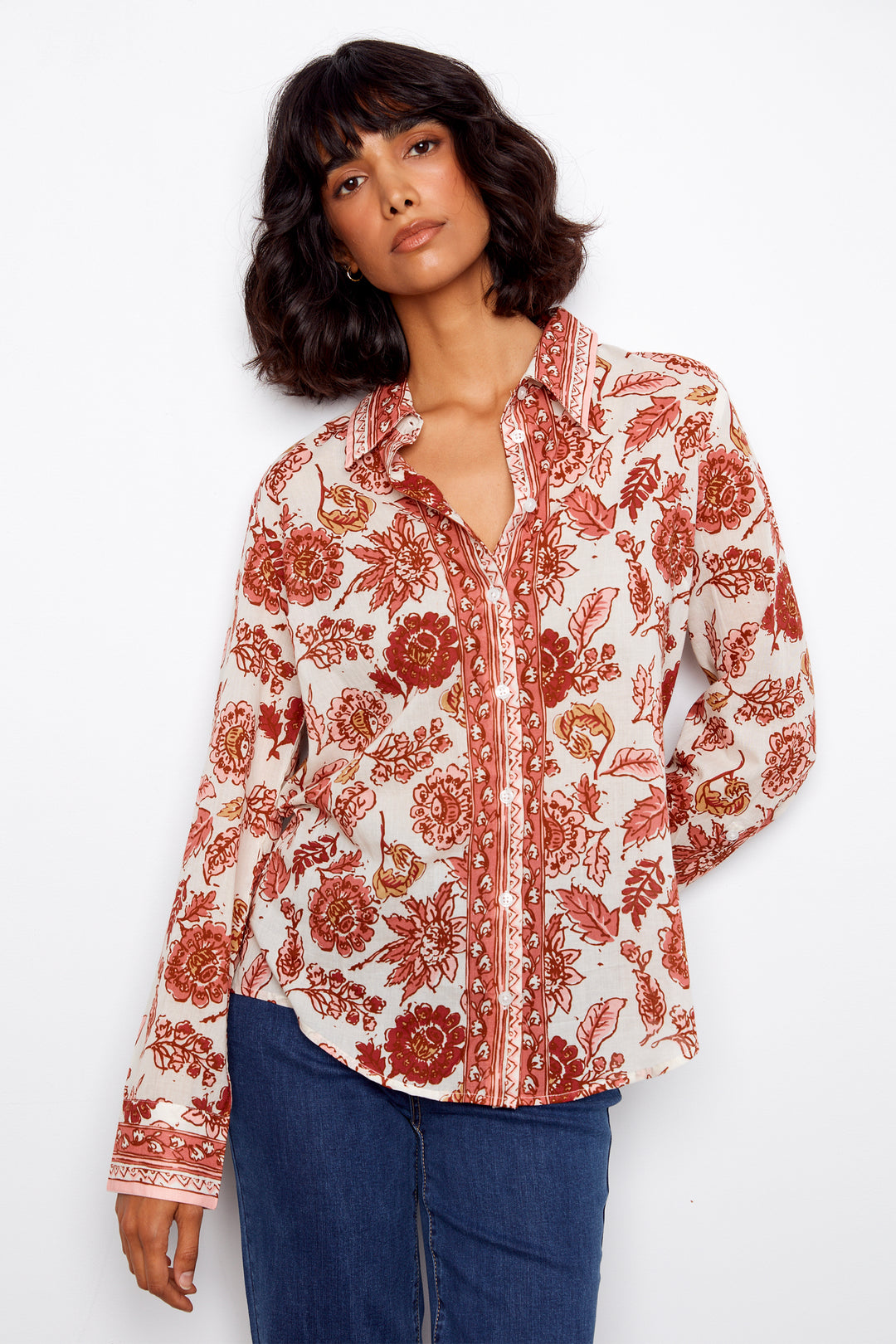 BORDER FLORAL BLOUSE