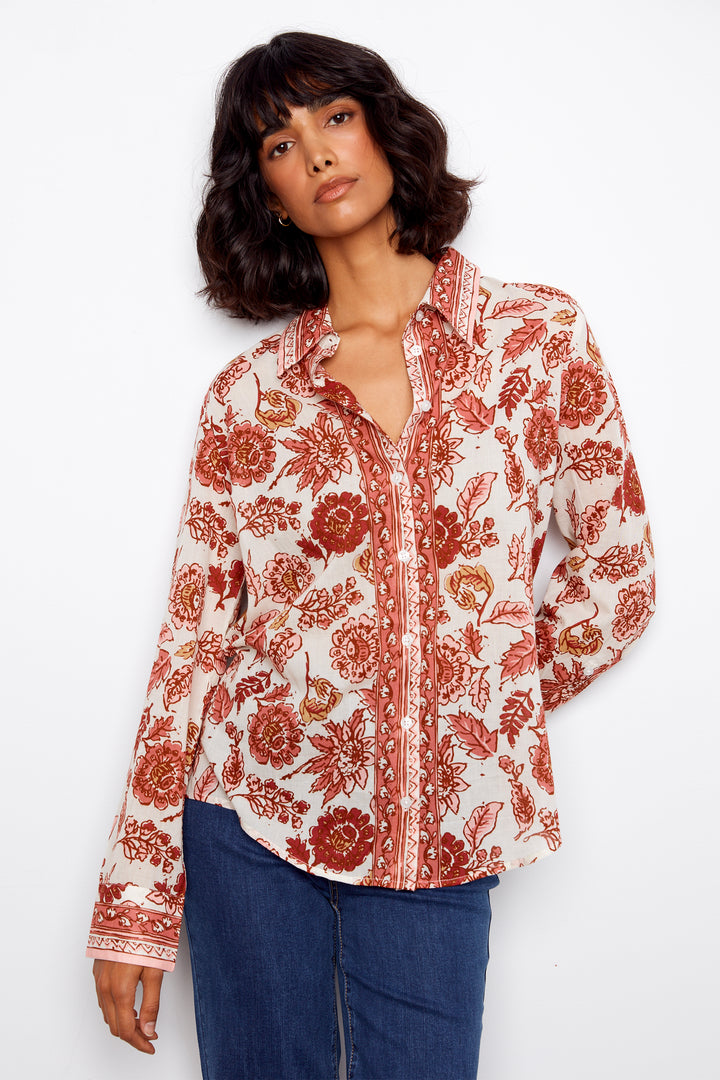 BORDER FLORAL BLOUSE
