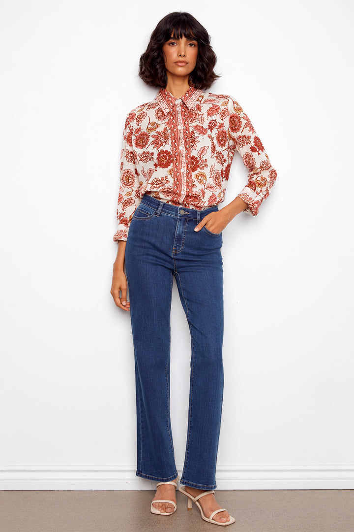 BORDER FLORAL BLOUSE