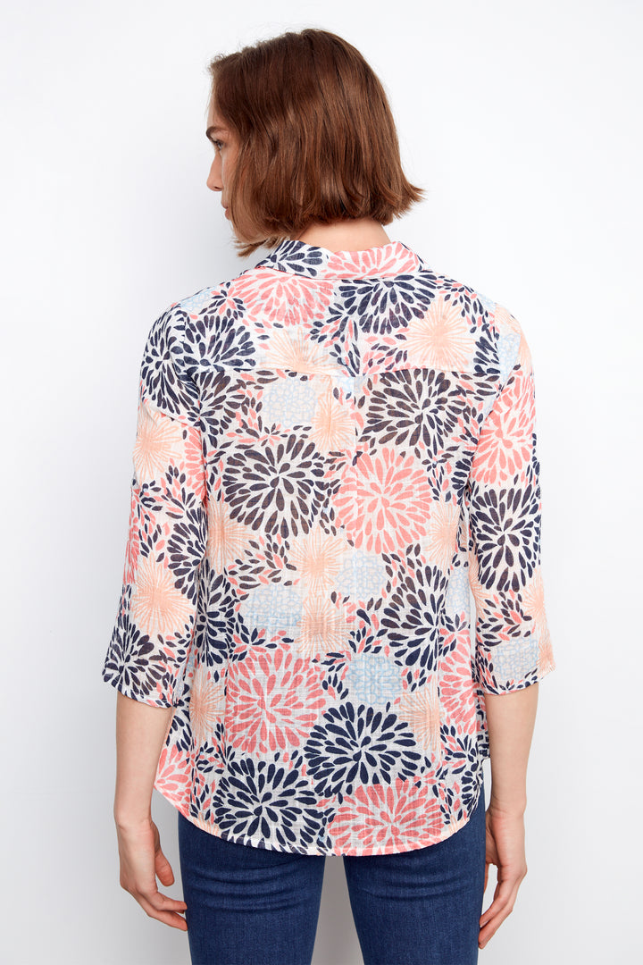 FIREWORKS FLORAL TAB SLEEVE BLOUSE