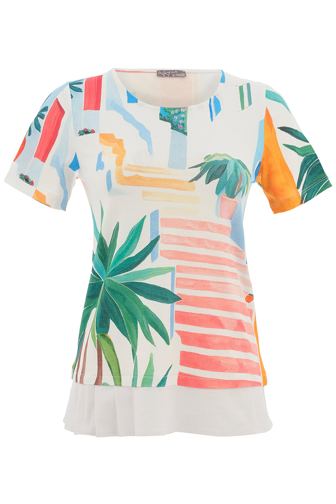 POTS ON THE STAIRS SS TOP WITH CONTRAST HEM