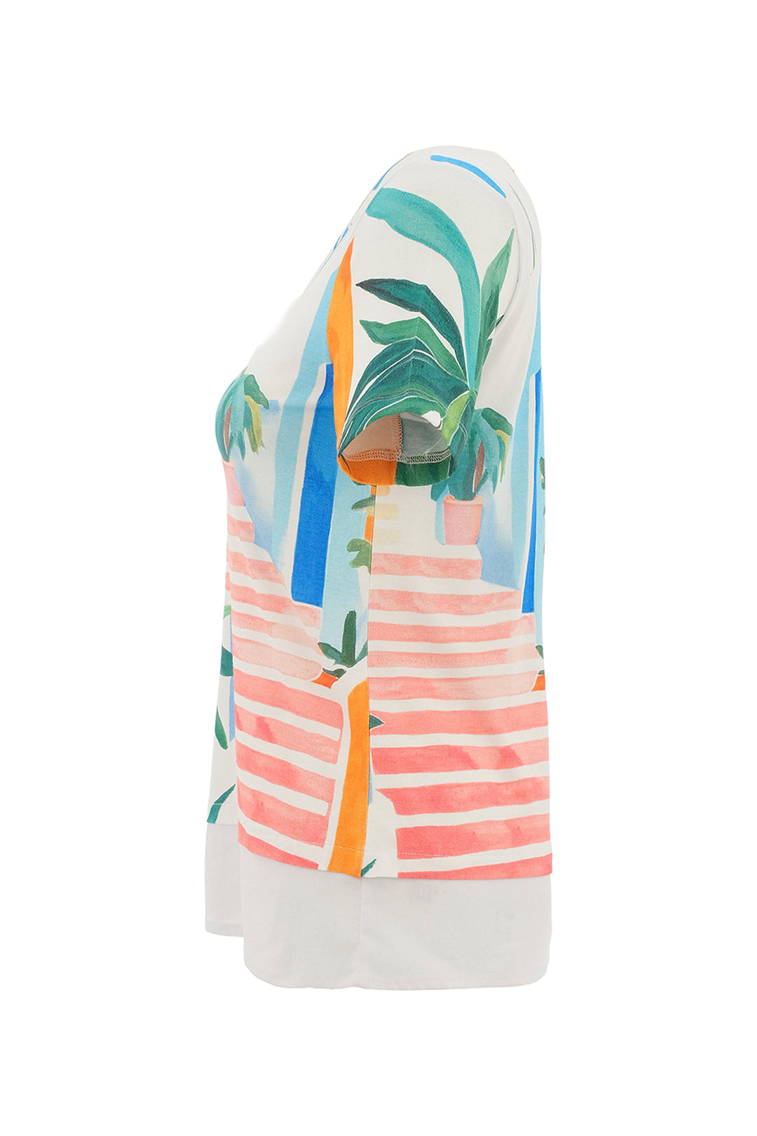 POTS ON THE STAIRS SS TOP WITH CONTRAST HEM