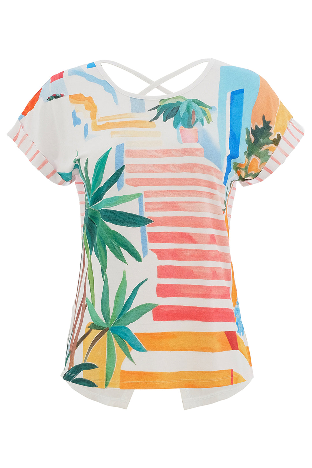 POTS ON THE STAIRS CAP SLEEVE X BACK TOP