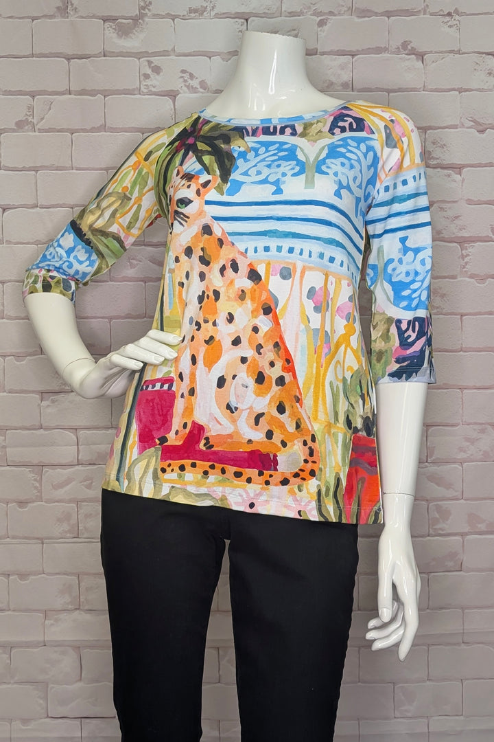 CHEETAH IN THE CITY BOAT NECK TOP