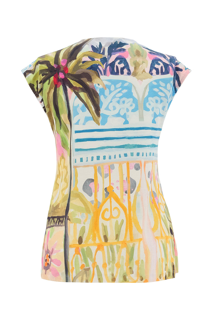 CHEETAH IN THE CITY PLEATED V-NECK TOP