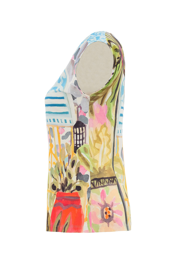 CHEETAH IN THE CITY PLEATED V-NECK TOP