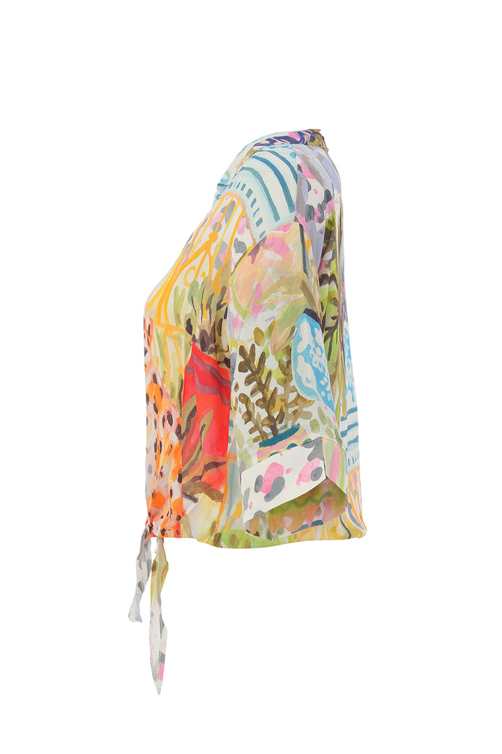 CHEETAH IN THE CITY TIE FRONT BLOUSE