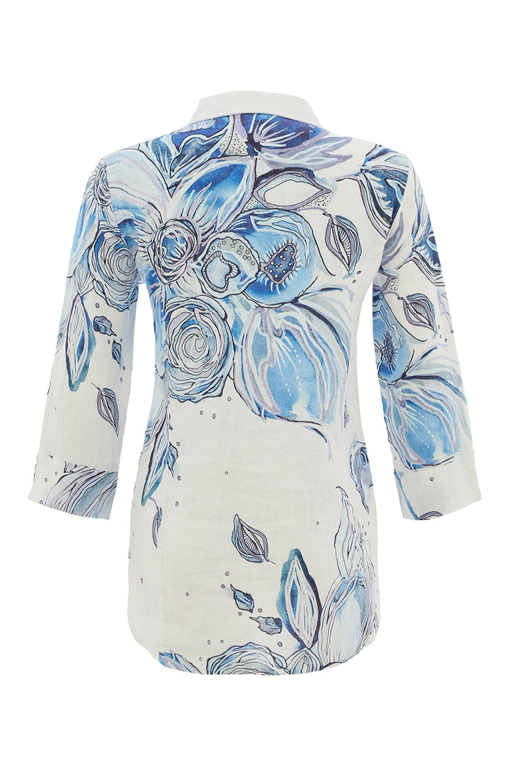 BLUE FLOWERS LINEN SHIRT