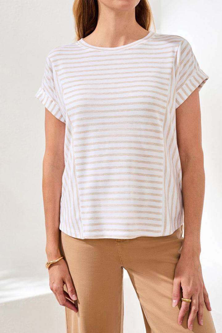 STRIPE CUFFED SLEEVE TEE