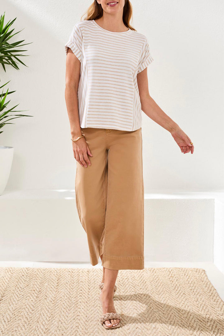 STRIPE CUFFED SLEEVE TEE