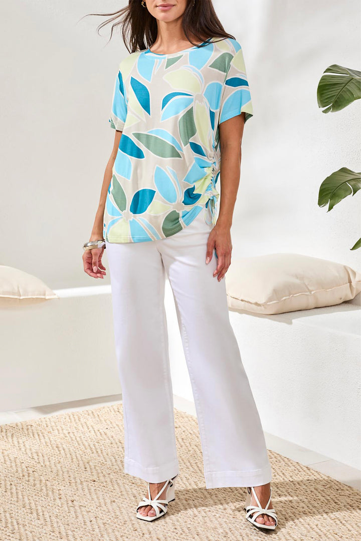 FLOWERS DRAWSTRING SIDE TOP