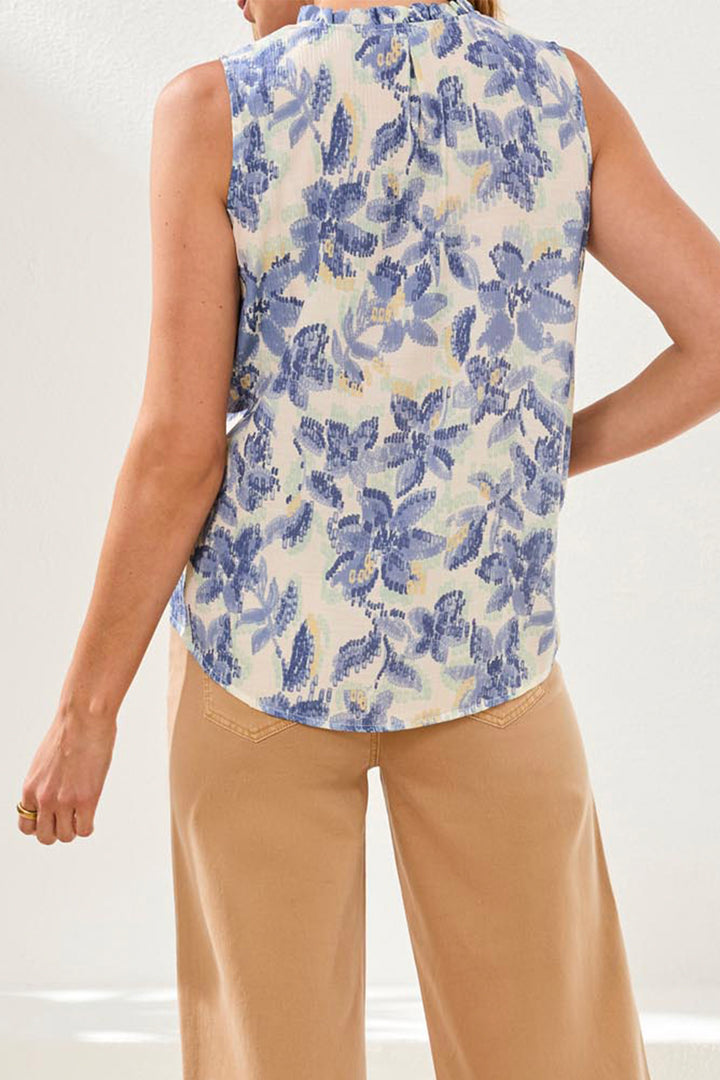 FLORAL FRILL NECK SLEEVELESS TOP