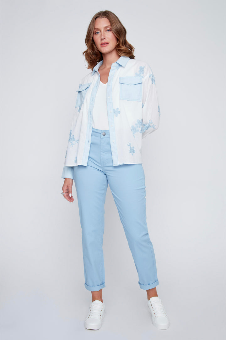 SHIRT WITH EMBROIDERED FLOWERS
