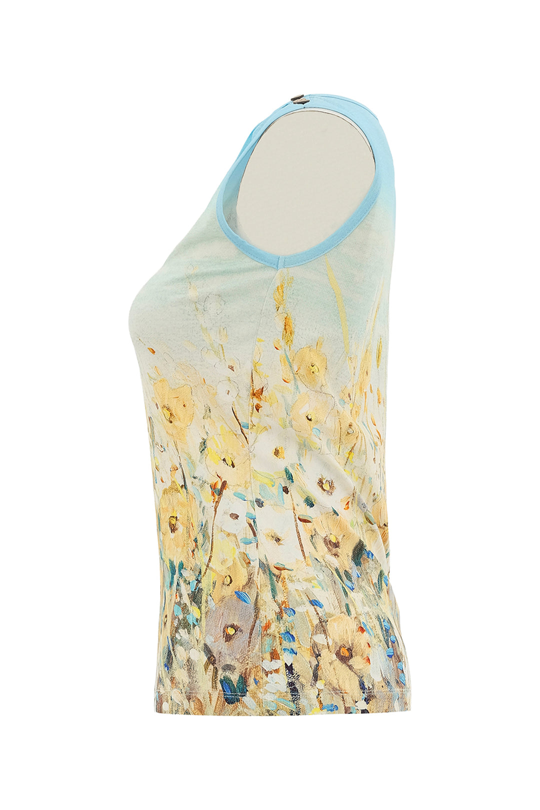 SHORELINE FLOWERS SLEEVELESS BUTTON SHOULDER TOP